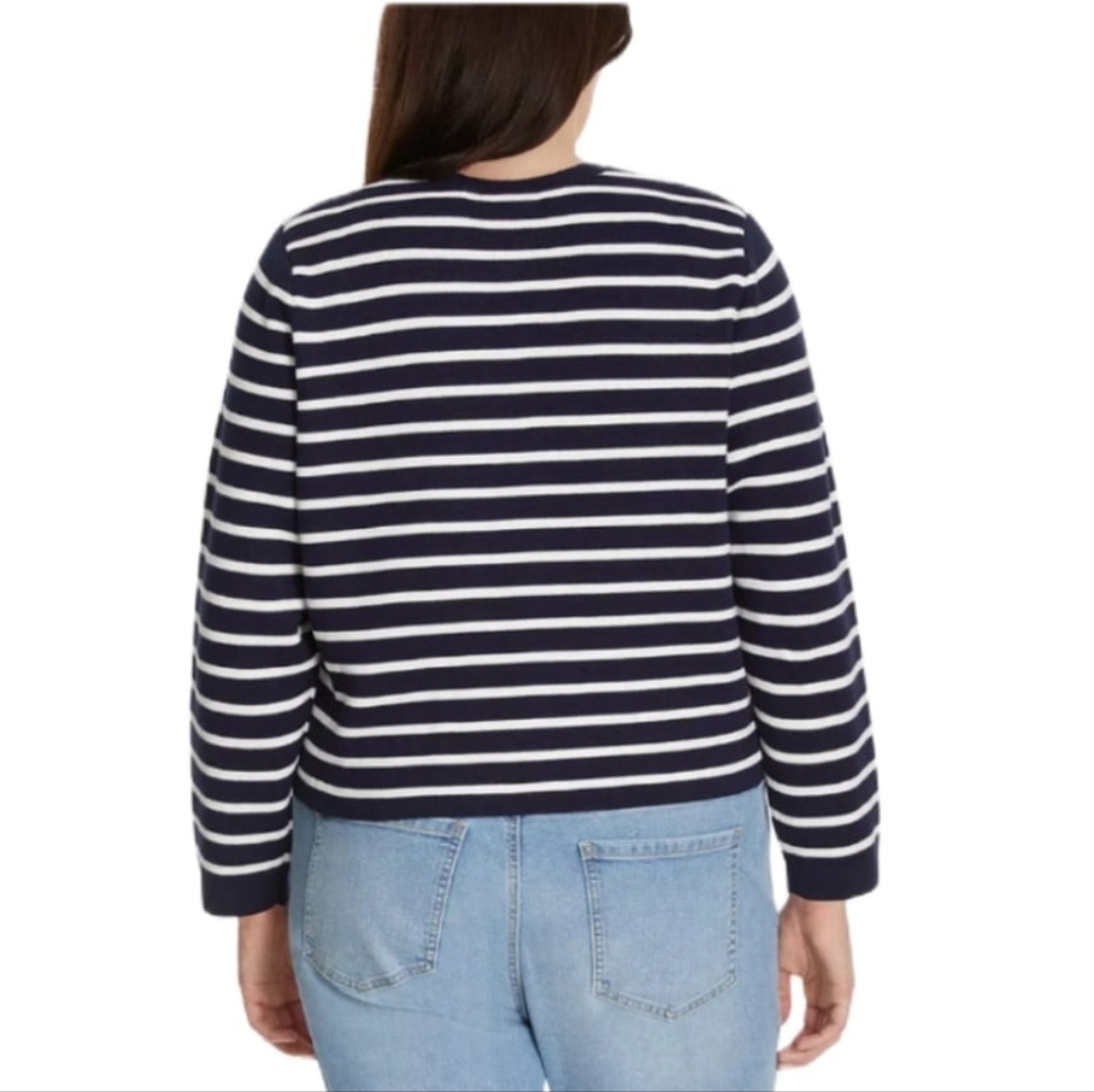 Nine West Women's Cardigan, Navy/White Stripe - Large - Picture 5 of 6
